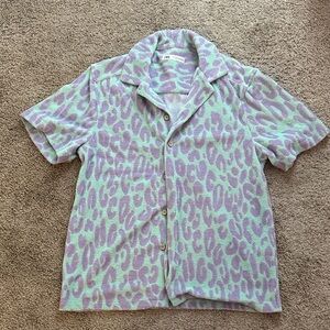 Zara Mint Green and Lavender Animal Print Shirt